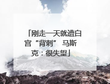 刚走一天就遭白宫“背刺” 马斯克：很失望